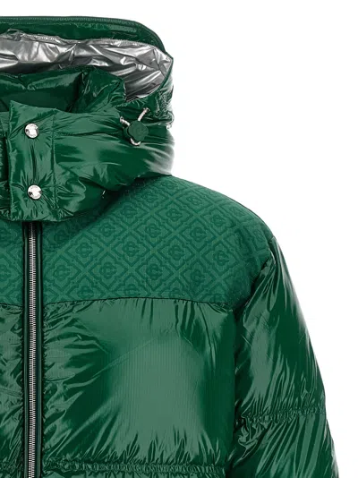 Casablanca Quilted Down-feather Jacket With Glossy Finish In Green