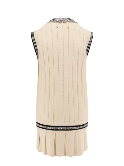 Golden Goose Organic Cotton Dress With Crystals Embellishment In Neutral