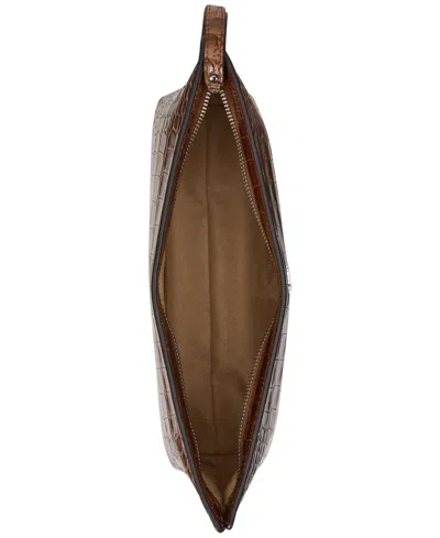 Ralph Lauren Crocodile-embossed Leather Zipper Pouch In Brown