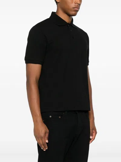 Saint Laurent Classic Cotton Pique Polo Shirt In Black