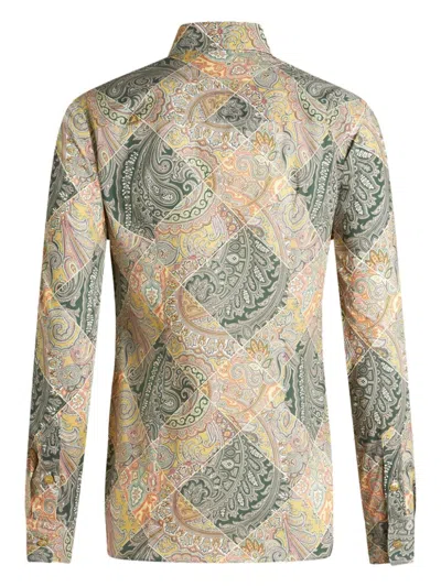 Etro Printed Popeline Shirt With Patchwork Paisley Print In Multi