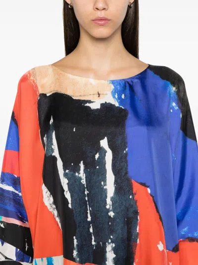 Daniela Gregis Abstract Print Silk Blouse For Women In Multi