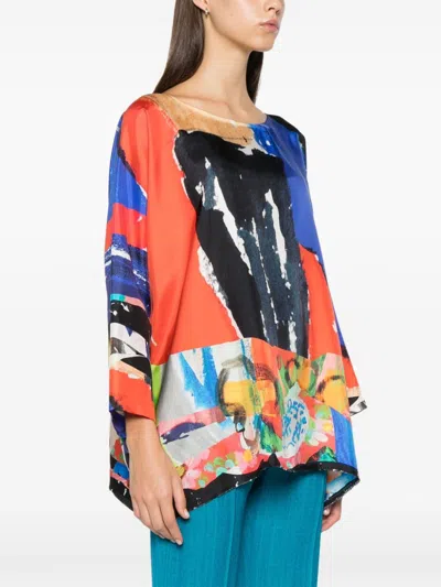 Daniela Gregis Abstract Print Silk Blouse For Women In Multi