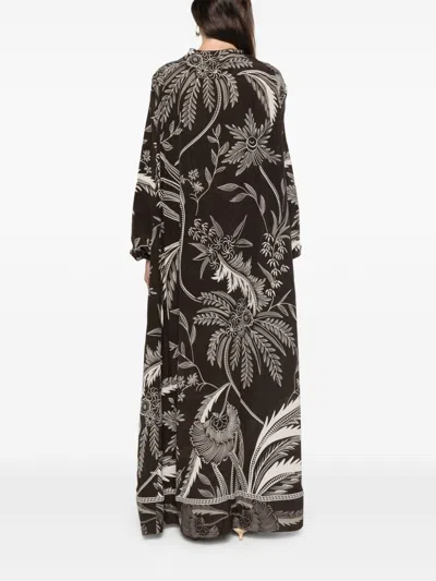 F.r.s . Printed Silk Dress In Black