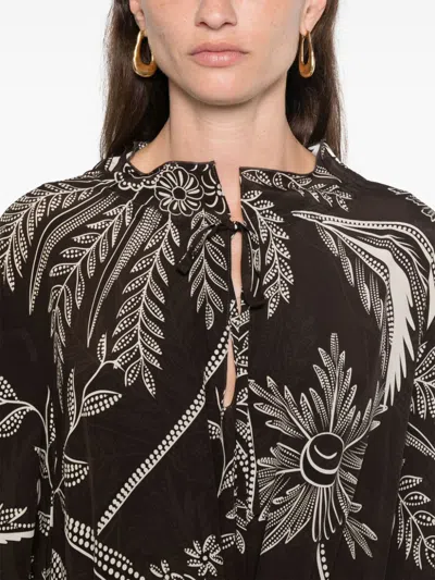 F.r.s . Printed Silk Dress In Black