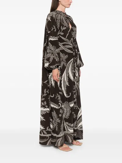 F.r.s . Printed Silk Dress In Black