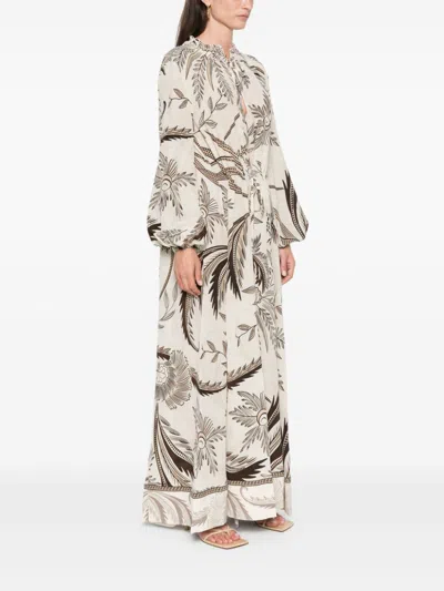 F.r.s . Printed Silk Dress In White
