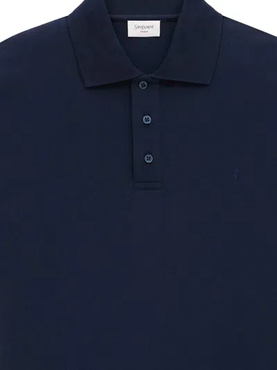 Saint Laurent Cassandre Polo Shirt In Blue
