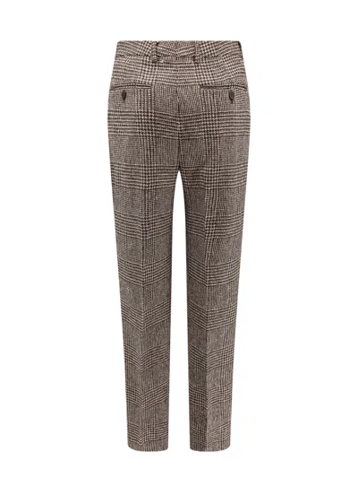 Golden Goose Deluxe Brand Men Relax Staright Prince Of Wales Trouser In Brown