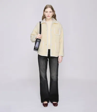 A.p.c. Stylish Coat With Large Pockets And Trim In Neutral
