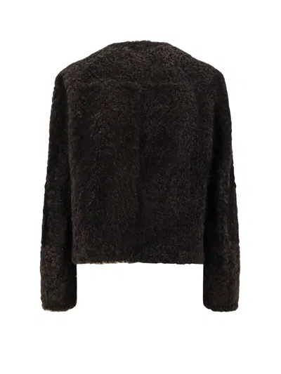 Brunello Cucinelli Reversible Double-breasted Fur Jacket With Button Detailing In Brown