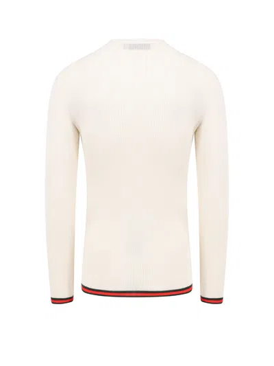 Gucci White Long Sleeved Top In Rib Silk Man In Neutral