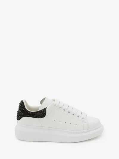 Alexander Mcqueen Crystal-embellished Leather Exaggerated-sole Sneakers In White