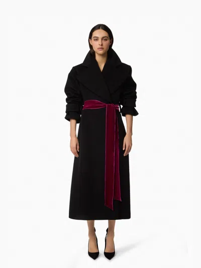 Nina Ricci Black Long Wool Robe Coat