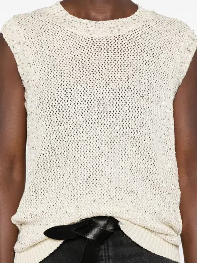 Golden Goose Knitted Vest With Sequins Embell In Gold