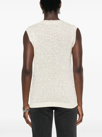 Golden Goose Knitted Vest With Sequins Embell In Gold