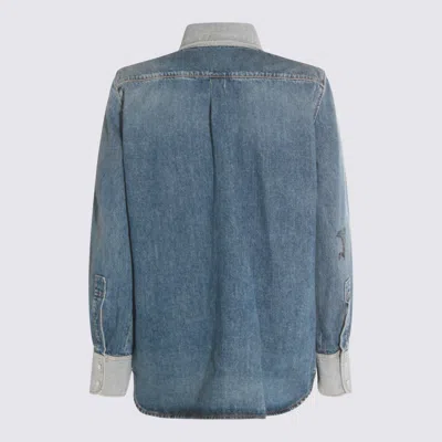 Marni Denim Shirt With Embroidered Floral Motifs In Blue