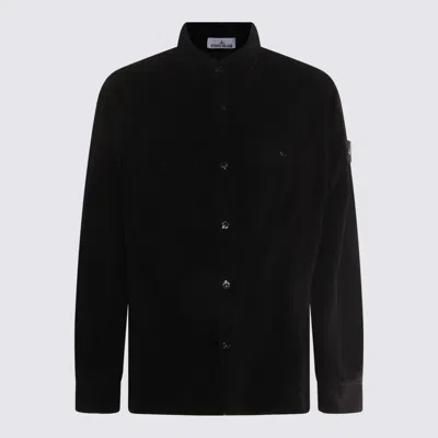 Stone Island Comfortable Overshirt With Pockets And Press Studs In Black