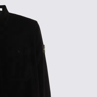 Stone Island Comfortable Overshirt With Pockets And Press Studs In Black