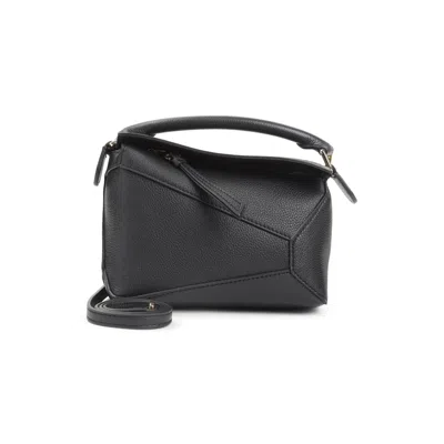 Loewe Structured Geometric Handbag In Smooth Calfskin Leather In Gray