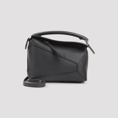 Loewe Structured Geometric Handbag In Smooth Calfskin Leather In Gray