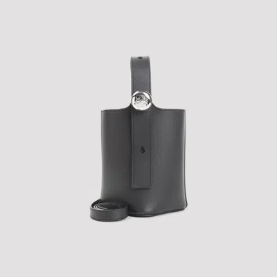 Loewe Structured Black Calfskin Bucket Bag With Silver-tone Hardware In Gray