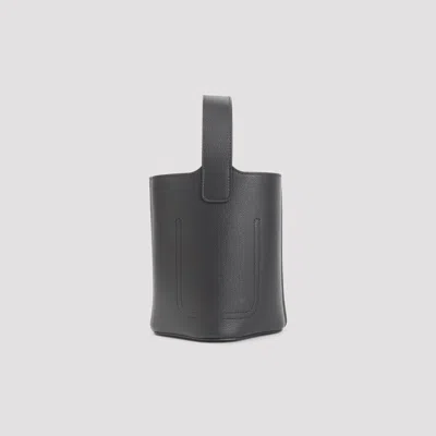 Loewe Structured Black Calfskin Bucket Bag With Silver-tone Hardware In Gray
