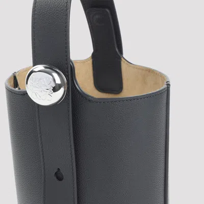 Loewe Structured Black Calfskin Bucket Bag With Silver-tone Hardware In Gray
