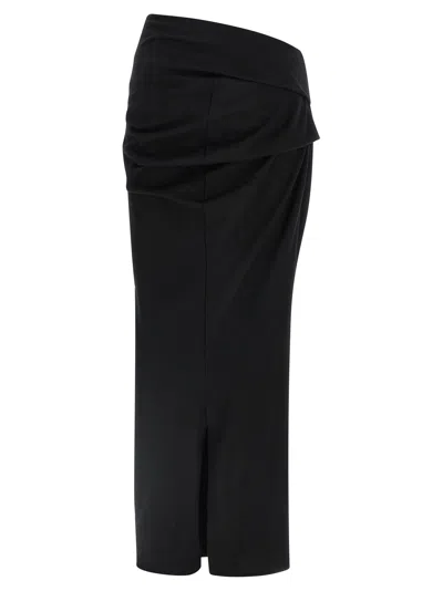Entire Studios Draped Rear-split Midi Skirt In Black