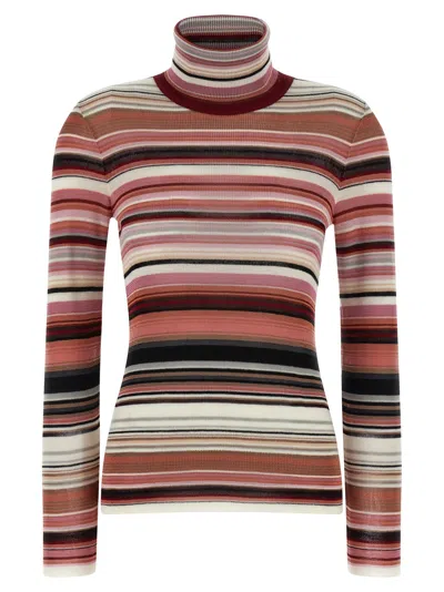 Missoni Striped Turtleneck Sweater Sweaters And Cardigans Pink In Multi