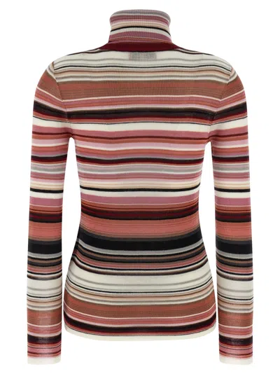 Missoni Striped Turtleneck Sweater Sweaters And Cardigans Pink In Multi