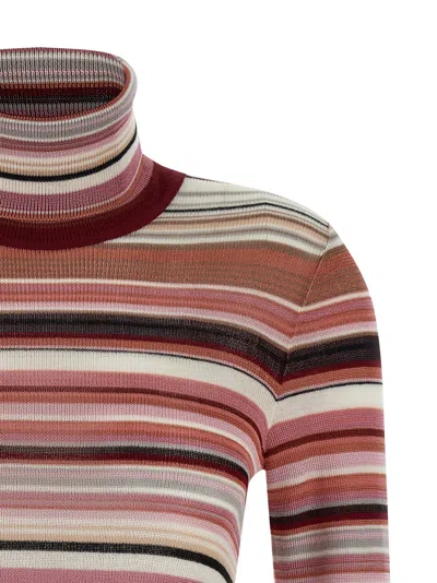 Missoni Striped Turtleneck Sweater Sweaters And Cardigans Pink In Multi