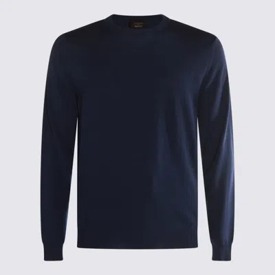 Zanone Timeless Crewneck Sweater With Ribbed Cuffs In Blue