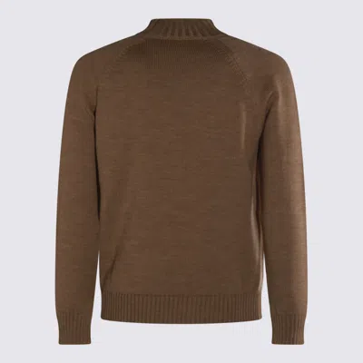 Zanone Crewneck Sweater With Raglan Sleeves And Ribbed Finish In Brown