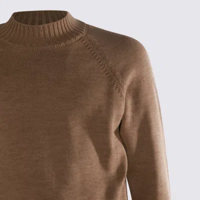 Zanone Crewneck Sweater With Raglan Sleeves And Ribbed Finish In Brown