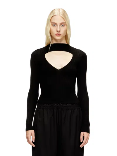 Diesel Womens 9xx M-olina Cut-out Wool Knitted Top In Black