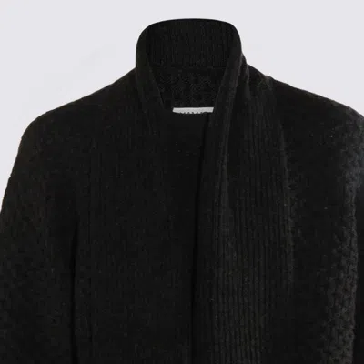 Mm6 Maison Margiela Wool Blend Sweater With Integrated Scarf In Black
