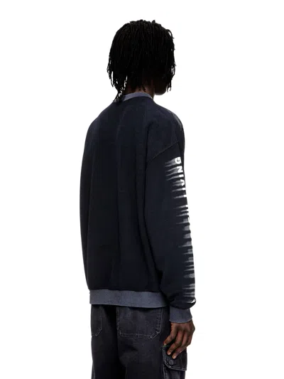 Diesel Cotton Sweatshirt With Oval D Print In Black