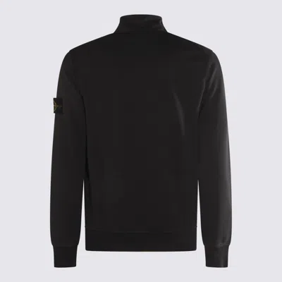 Stone Island High Collar Ribbed Cuffs Side Pockets In Black