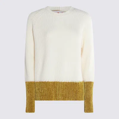 Marni Relaxed Fit Roundneck Knit Sweater With Ribbed Texture In White
