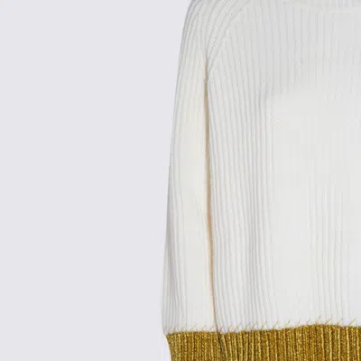 Marni Relaxed Fit Roundneck Knit Sweater With Ribbed Texture In White