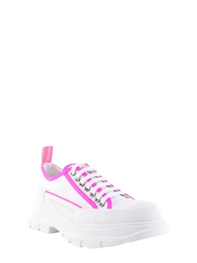 Alexander Mcqueen Tread Slick Canvas Sneakers With Fluo Leather Sneakers In White