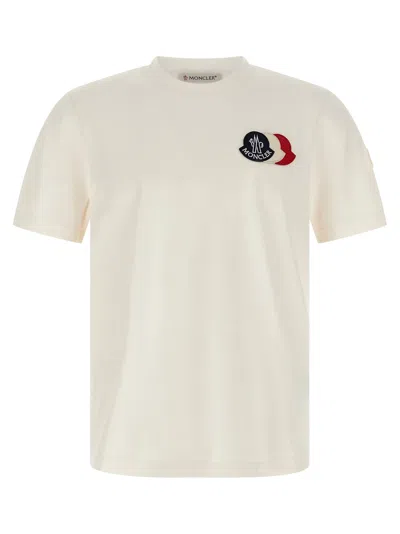 Moncler Cotton T-shirt With Ribbed Crew Neck And Signature Logo Patches In Yellow