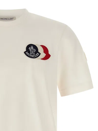 Moncler Cotton T-shirt With Ribbed Crew Neck And Signature Logo Patches In Yellow