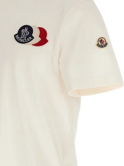 Moncler Cotton T-shirt With Ribbed Crew Neck And Signature Logo Patches In Yellow