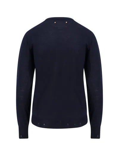 Golden Goose Used Effect Wool Sweater In Blue