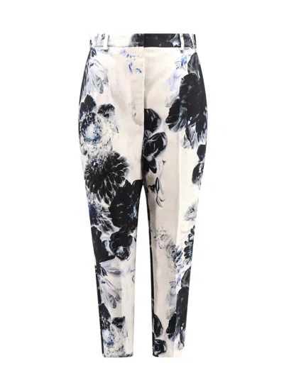 Alexander Mcqueen Women Viscose Trouser With Floral Print In Multi