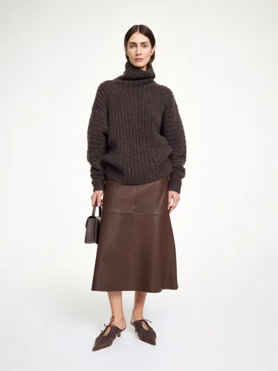 By Malene Birger Simoas A-line Leather Midi Skirt In Brown