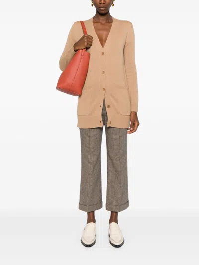 Max Mara Cashmere-wool Blend Villar Cardigan With Sequin Motif In Neutral