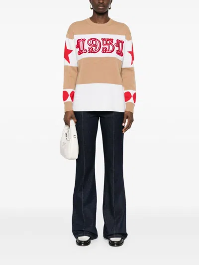 Max Mara Dirce Striped Wool And Cashmere Sweater In Neutral